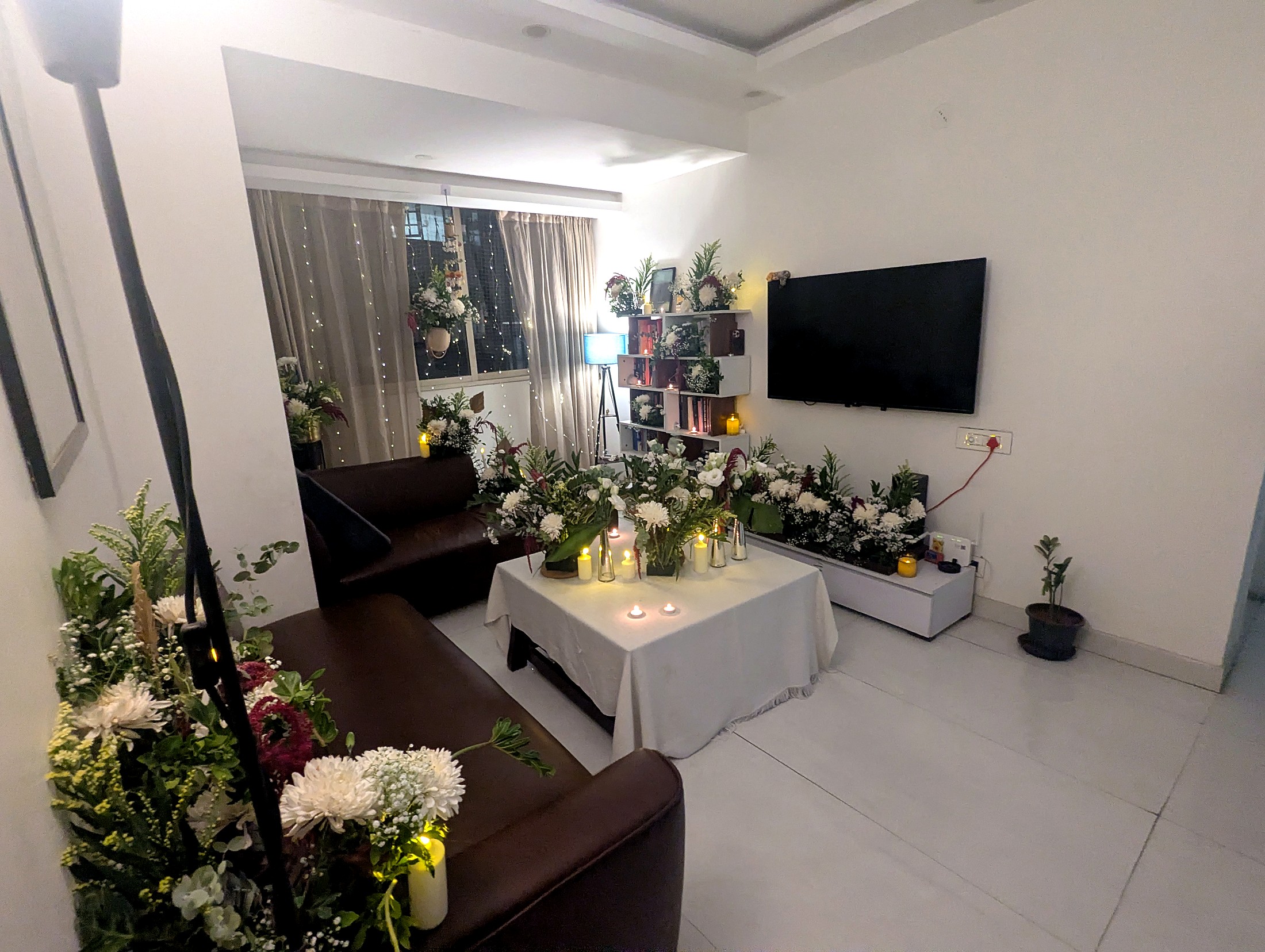 Aagara styled private dining room with flowers and candlelight